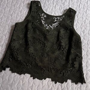 White House Black Market Black Floral Lace Tank Top/ Camisole Size 2 EUC